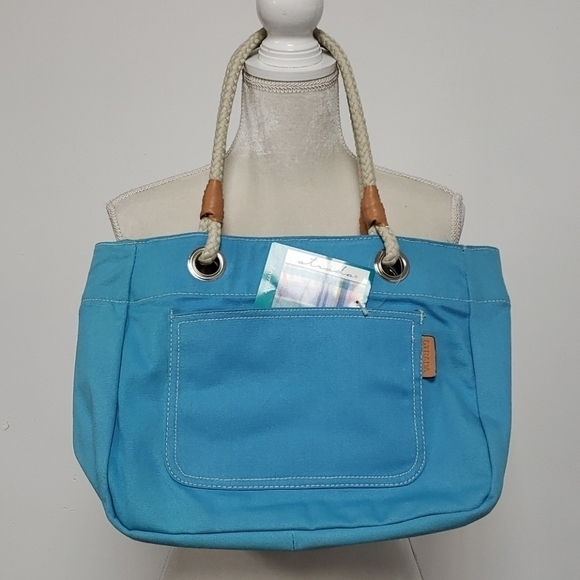 Strada Reversible Canvas Tote NWT Blue or Madra - Picture 2 of 14